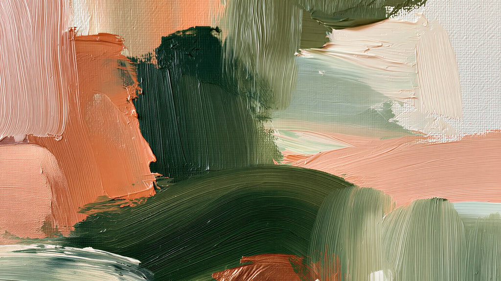 Green and Peach Impasto artwork
