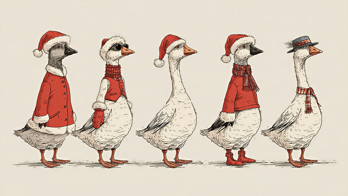 Five Festive Geese artwork