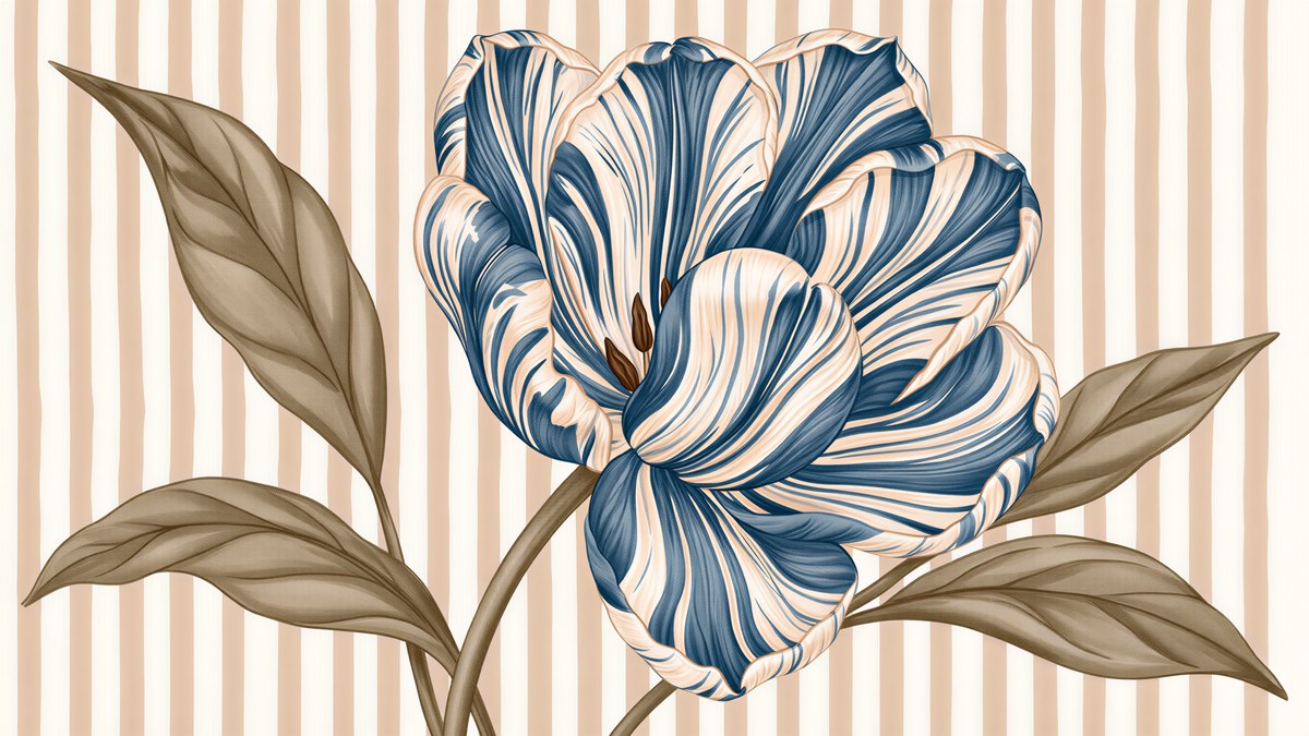 Blue Tulip on Stripes artwork