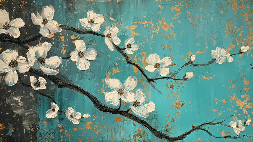 Teal Dogwood Branch artwork