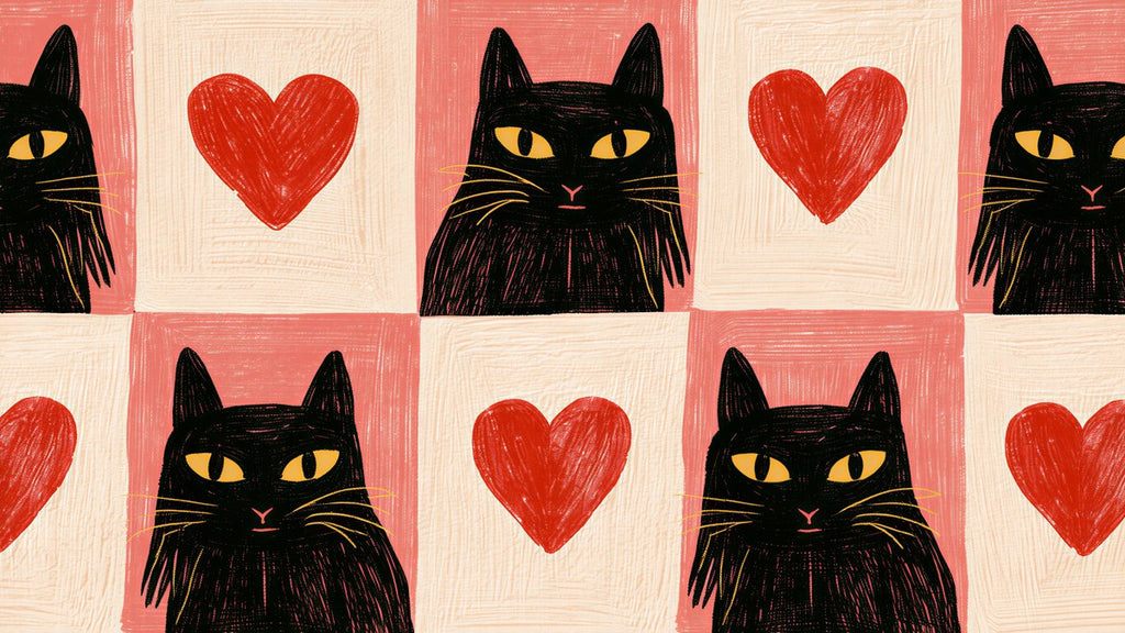 Checkerboard Cats and Hearts artwork