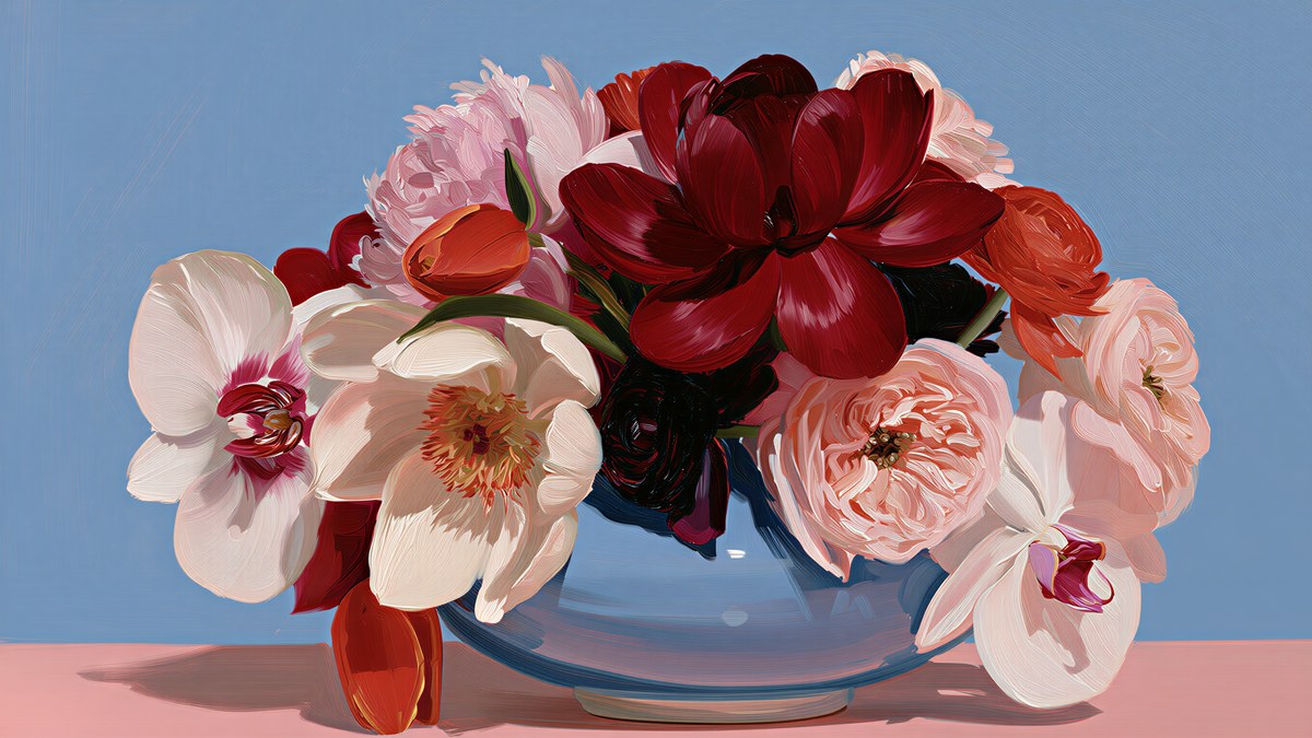 Peonies and Orchids Bowl artwork
