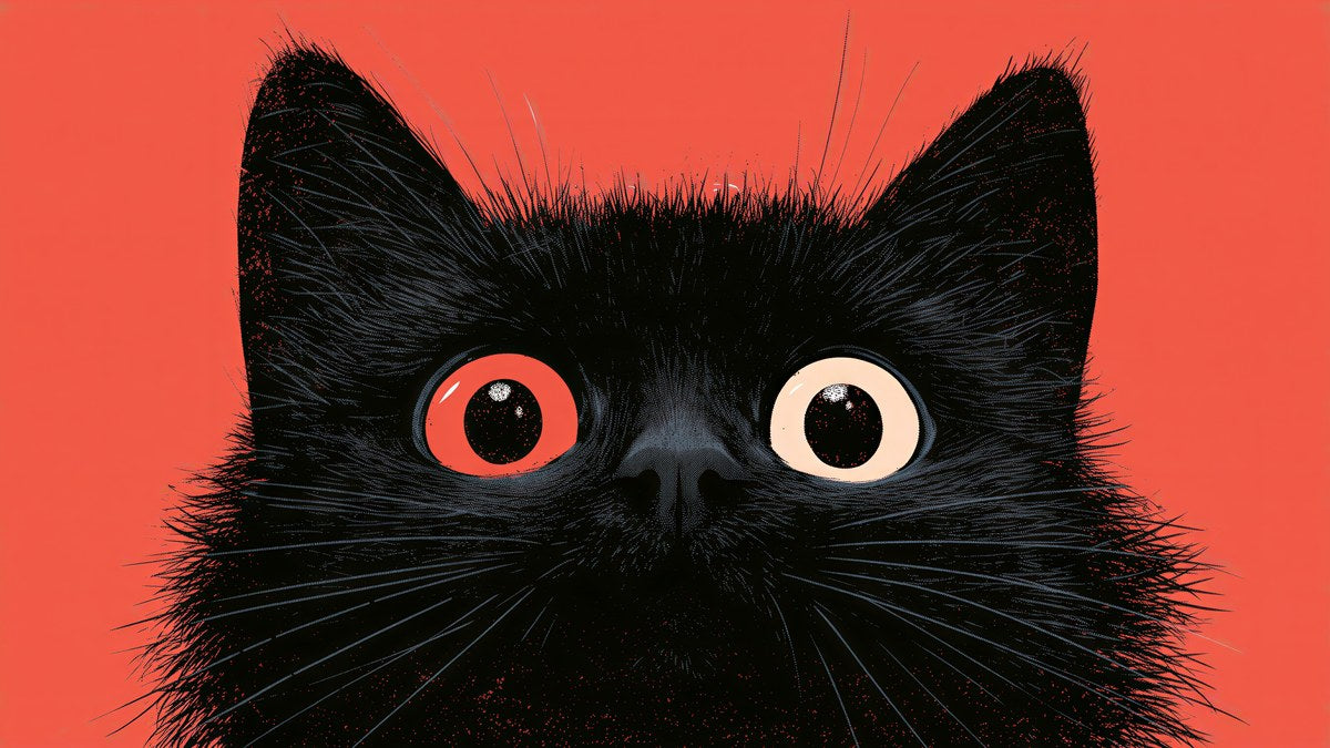 Coral Black Cat Stare artwork