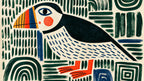Block Print Puffin artwork