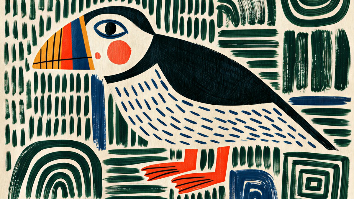 Block Print Puffin artwork