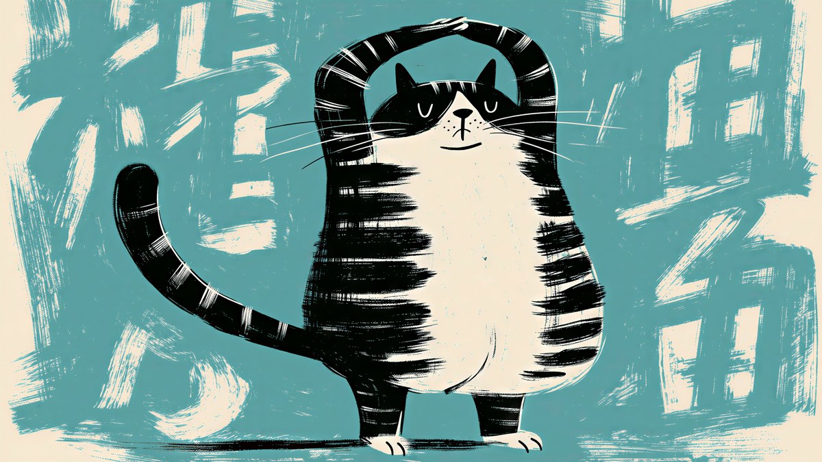 Yoga Tree Pose Cat artwork
