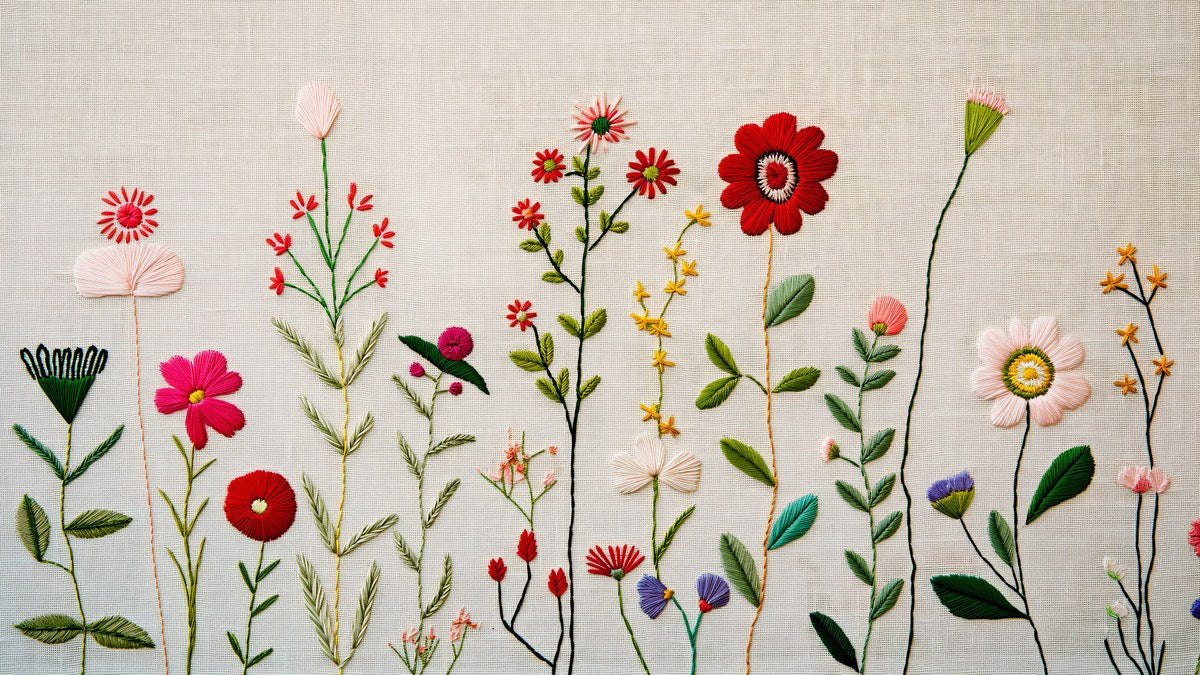 Stitched Linen Wildflowers artwork