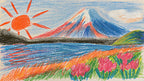 Crayon Mount Fuji artwork