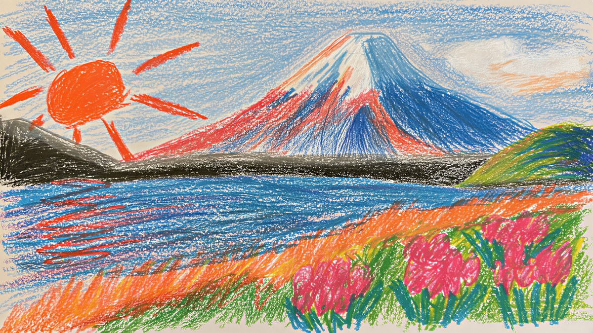 Crayon Mount Fuji artwork