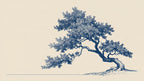 Blue Ink Leaning Tree artwork