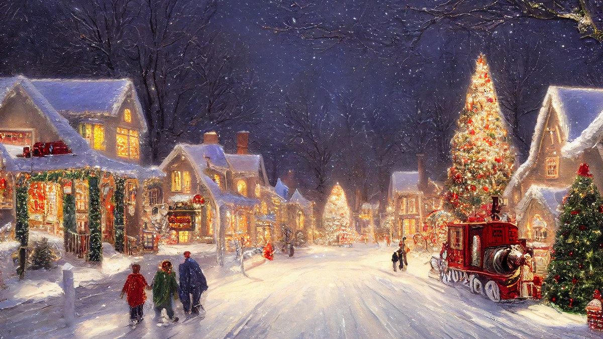 Red Truck Village Night artwork