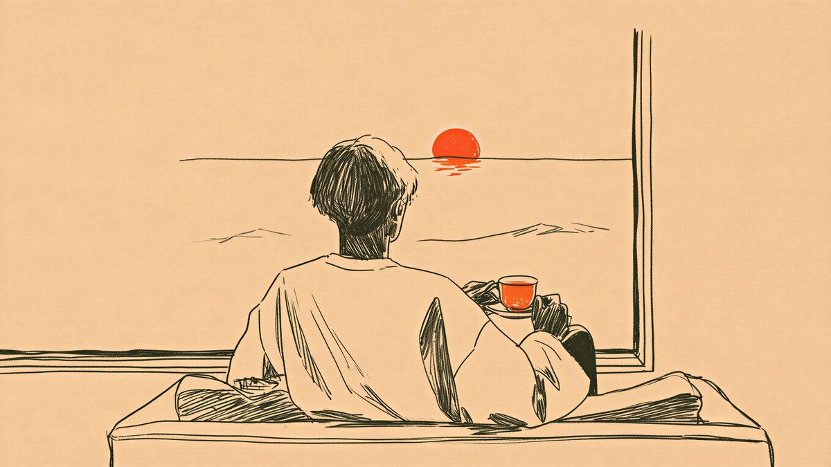Tea at Sunset Window artwork