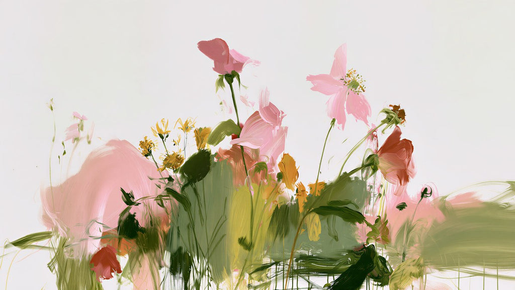 Pink Brushstroke Wildflowers artwork