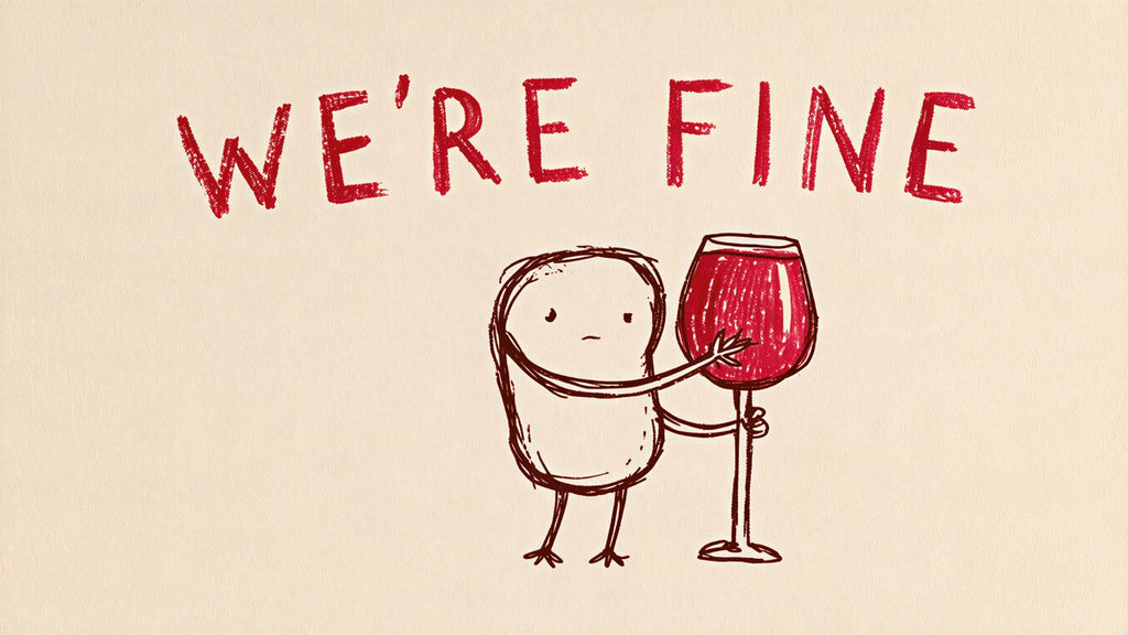 Worried Wine Doodle artwork