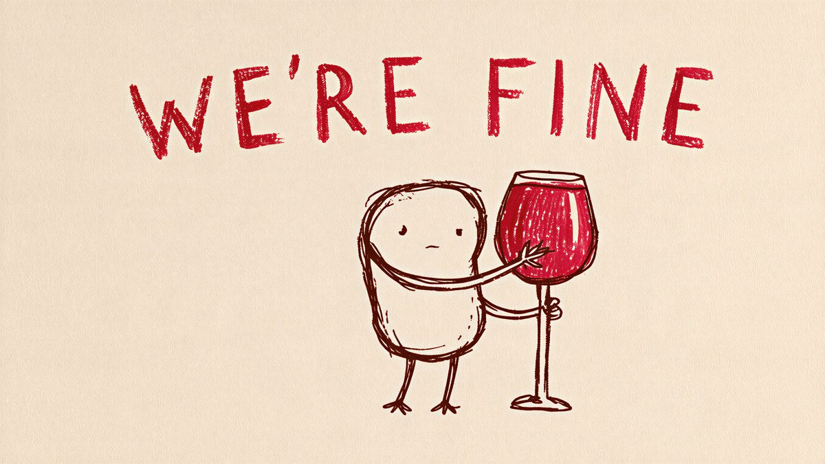 Worried Wine Doodle artwork