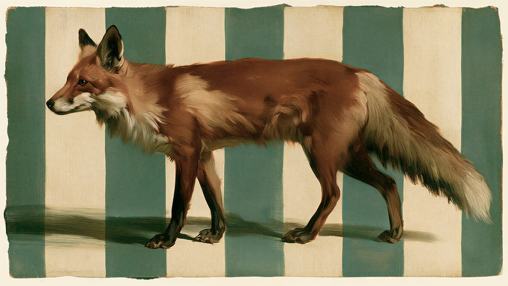 Red Fox on Stripes artwork