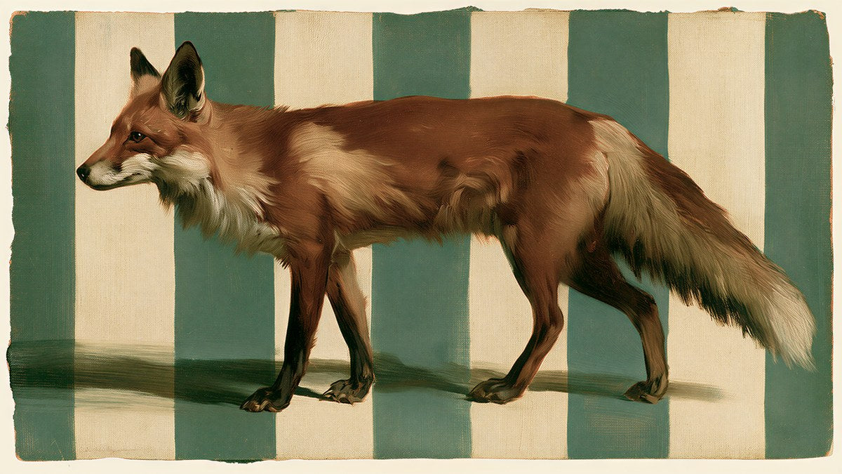 Red Fox on Stripes artwork