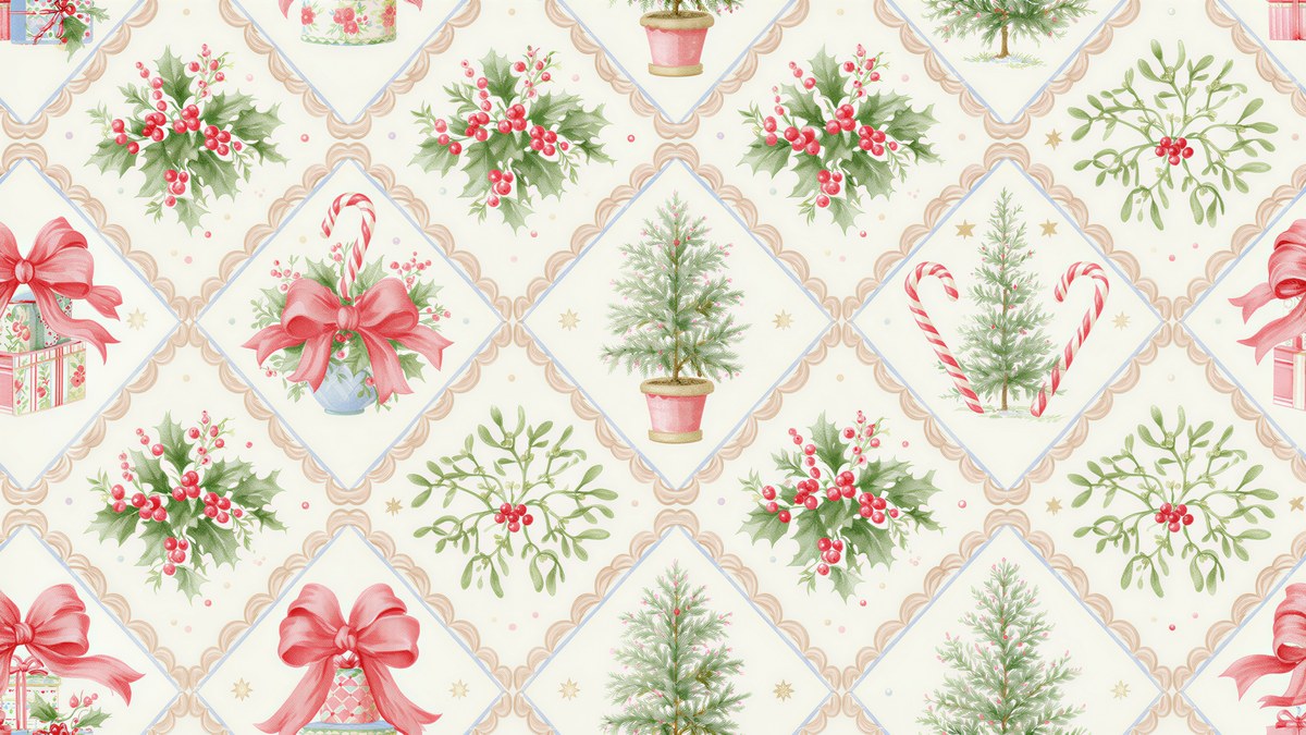 Holly Candy Cane Tiles artwork