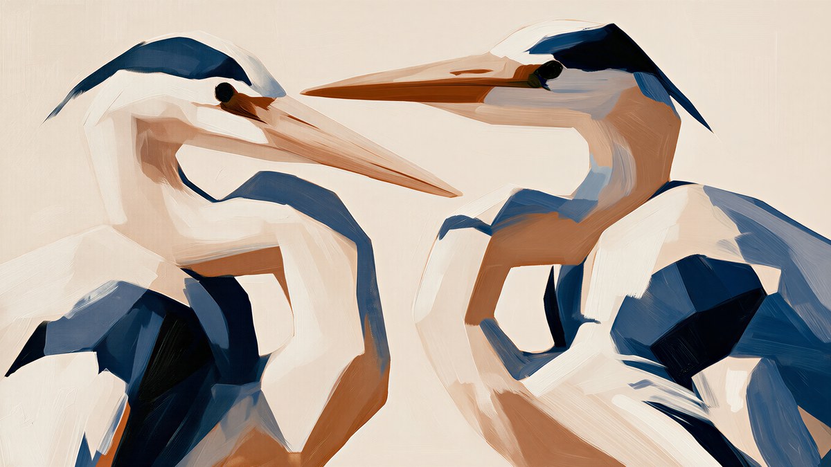Crossed Beak Herons artwork
