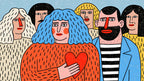 Blue Hair Heart Crowd artwork