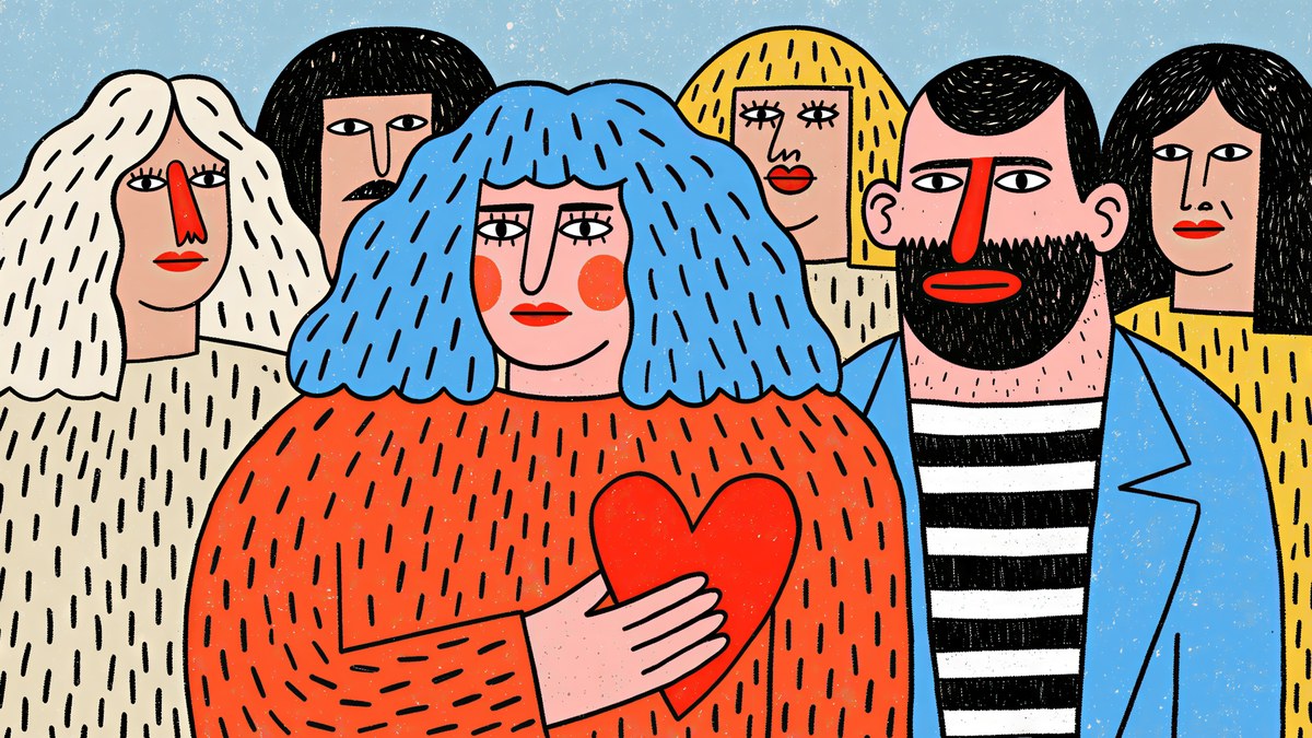 Blue Hair Heart Crowd artwork