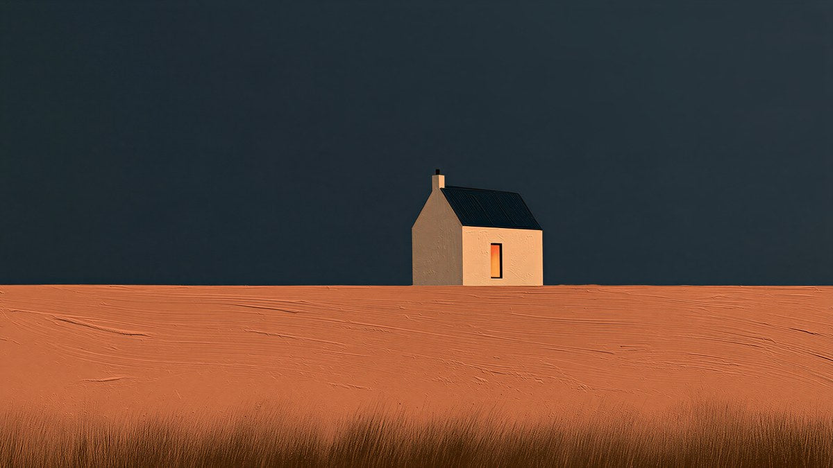 Lone Cottage at Dusk artwork