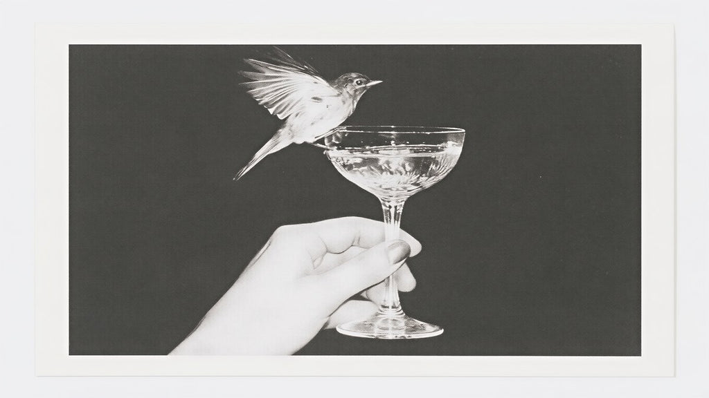 Bird on Champagne Coupe artwork