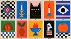 Cat and Candle Grid artwork
