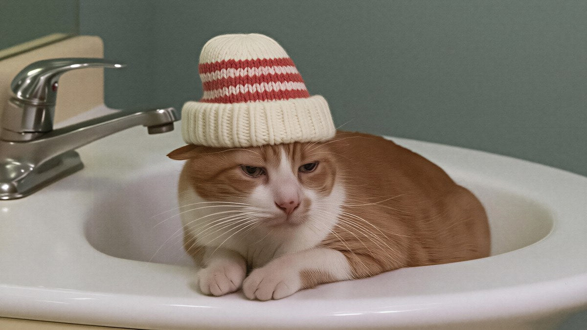 Knit Hat Sink Cat artwork