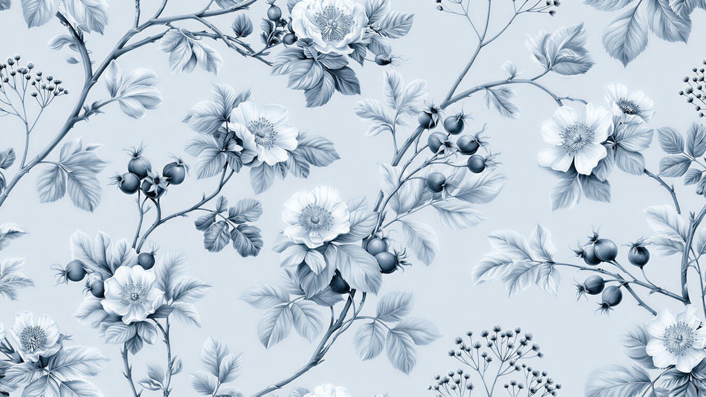 Blue Toile Wild Roses artwork