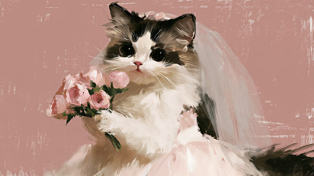 Cat Bride with Roses artwork