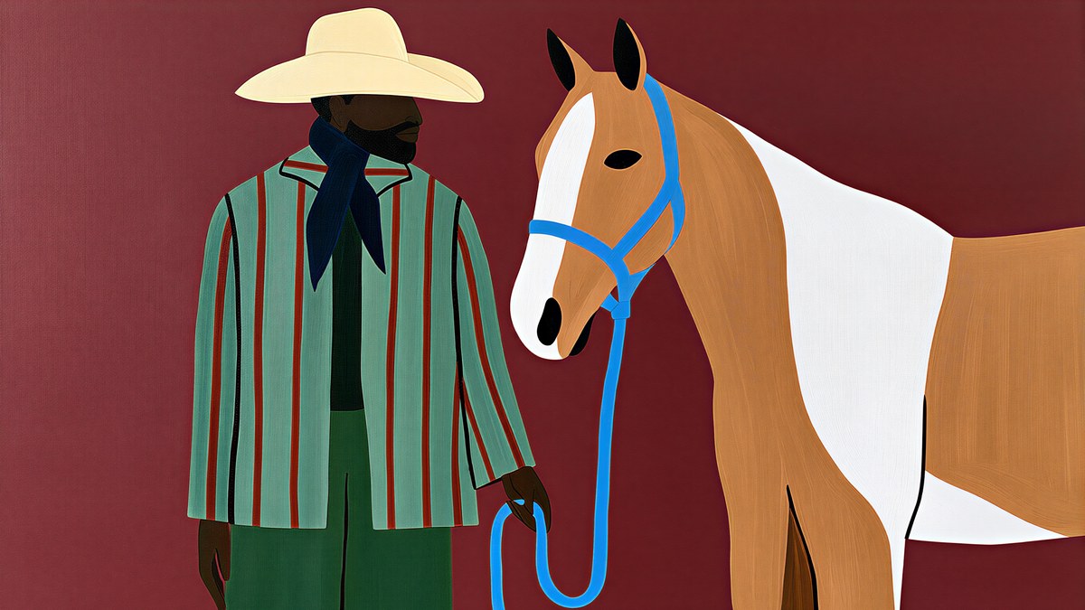 Burgundy Cowboy and Horse artwork