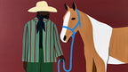 Burgundy Cowboy and Horse artwork
