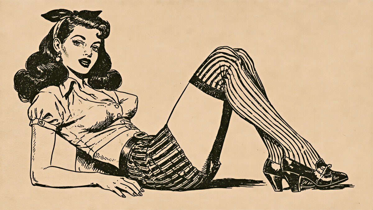 Striped Stocking Pin Up artwork