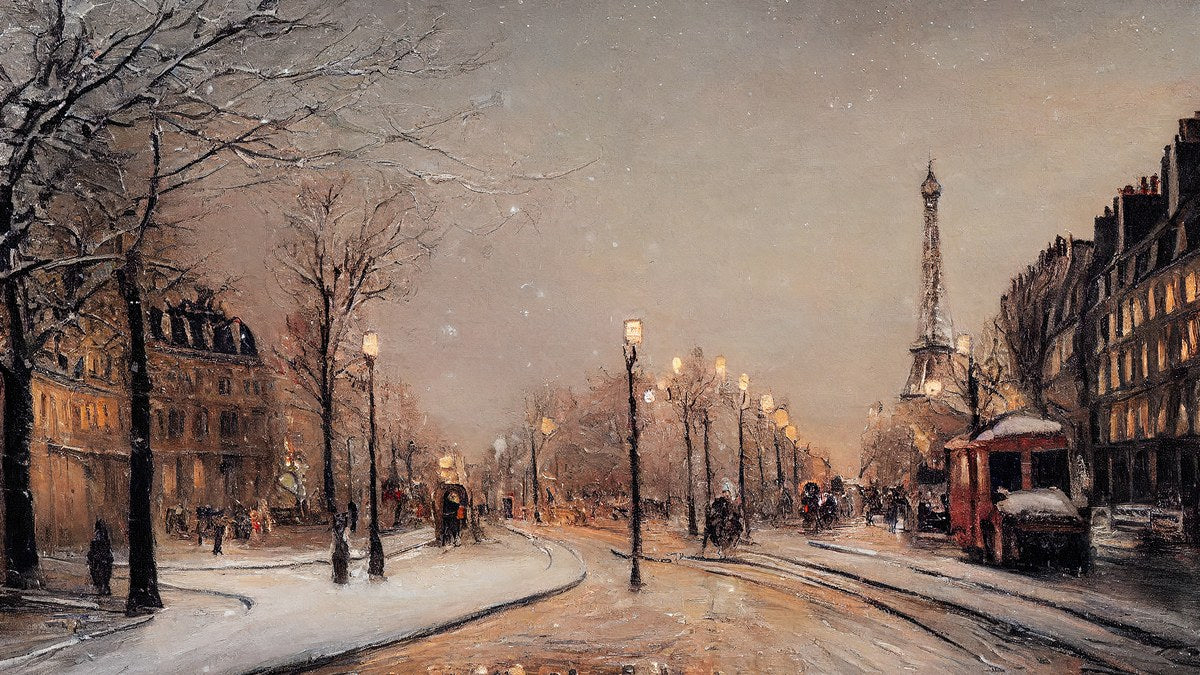 Paris Carriage Snowfall artwork