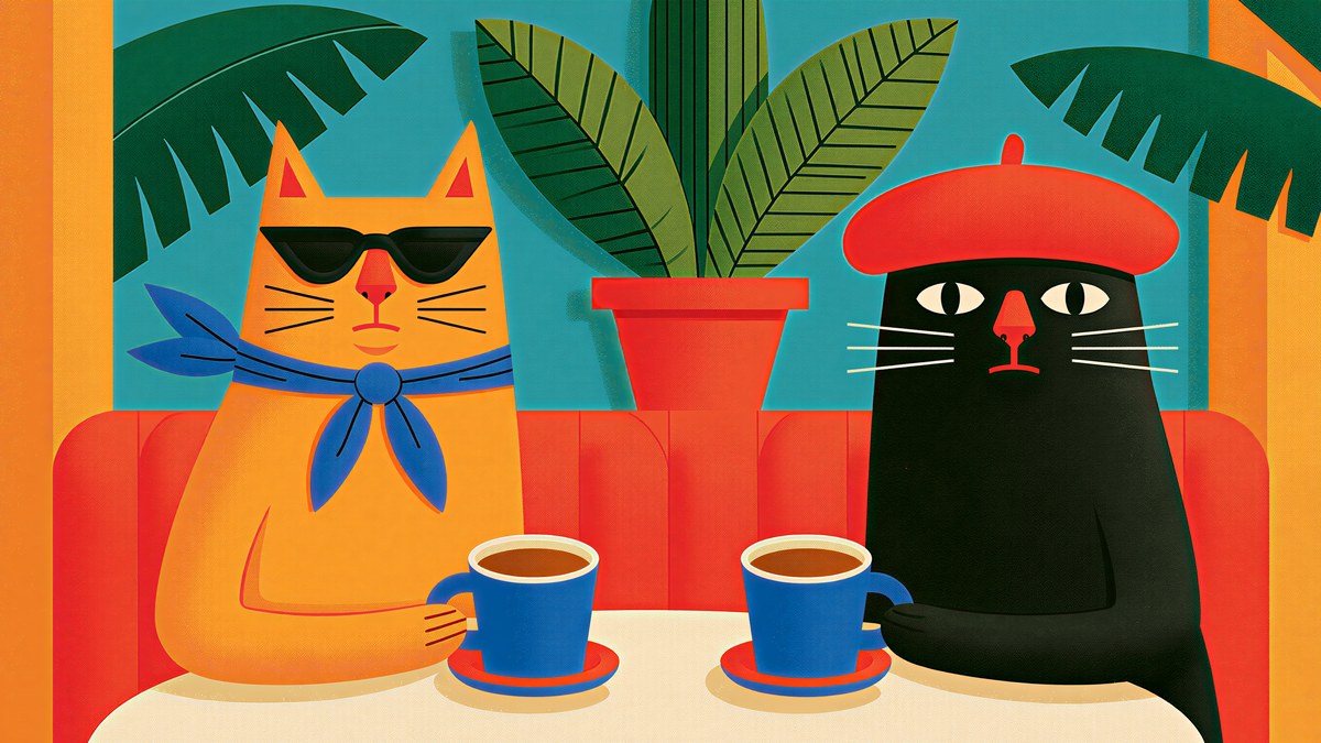 Two Cafe Cats artwork