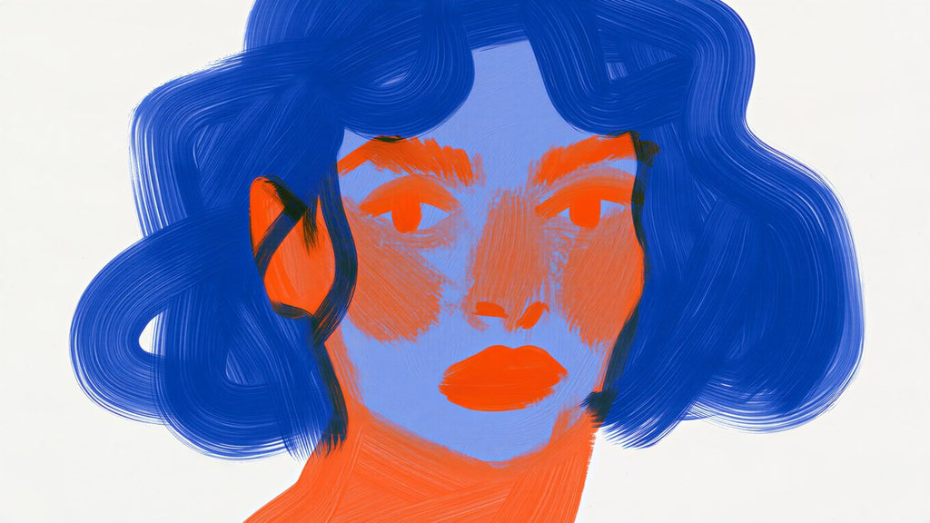 Cobalt Brushstroke Portrait artwork