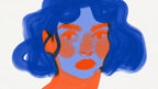 Cobalt Brushstroke Portrait artwork