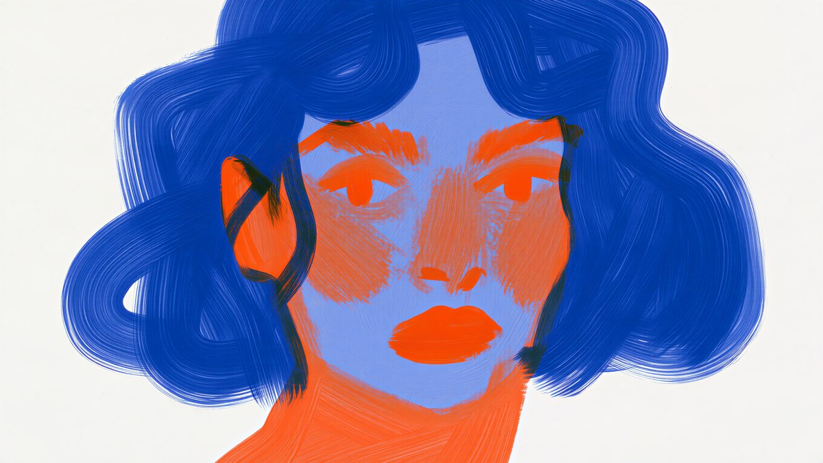 Cobalt Brushstroke Portrait artwork