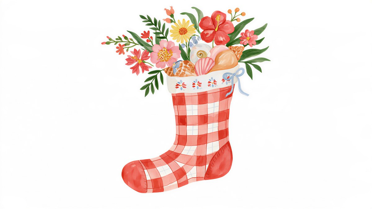 Seashell Gingham Stocking artwork