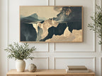Cliffs and Light Rays art on a TV in a living room