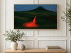 Running Red Dress art on a TV in a living room