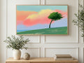 Windswept Hilltop Tree art on a TV in a living room