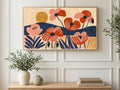 Mid Century Poppy Hills art on a TV in a living room