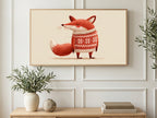 Nordic Sweater Fox art on a TV in a living room