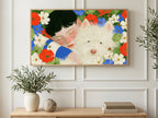 Westie Wildflower Portrait art on a TV in a living room