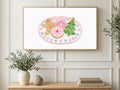 Gingerbread Cookie Plate art on a TV in a living room