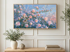 Pink Bud Branches art on a TV in a living room