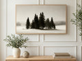 Misty Pine Grove art on a TV in a living room