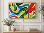 Bold Brushstroke Loops art on a TV in a living room